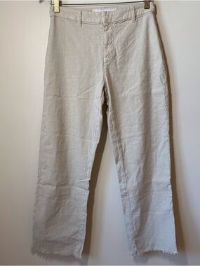 Frank & Eileen Linen blend pants Light Tan raw hem mid rise style name Kinsale